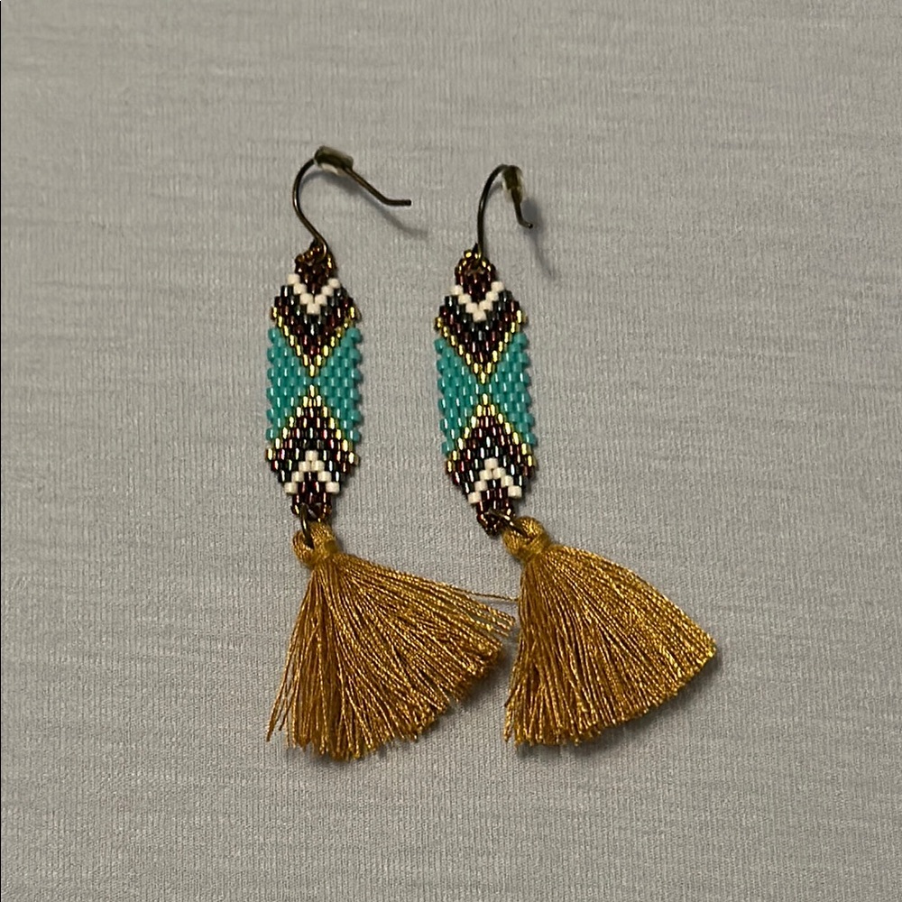 Handcrafted Beaded Tassel Earrings